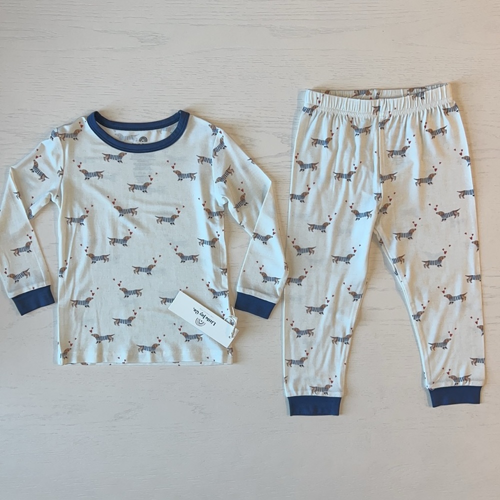 Little Joy Co Puppy Love Dachshund Bamboo Pajama Set 2T 5 6 7/8